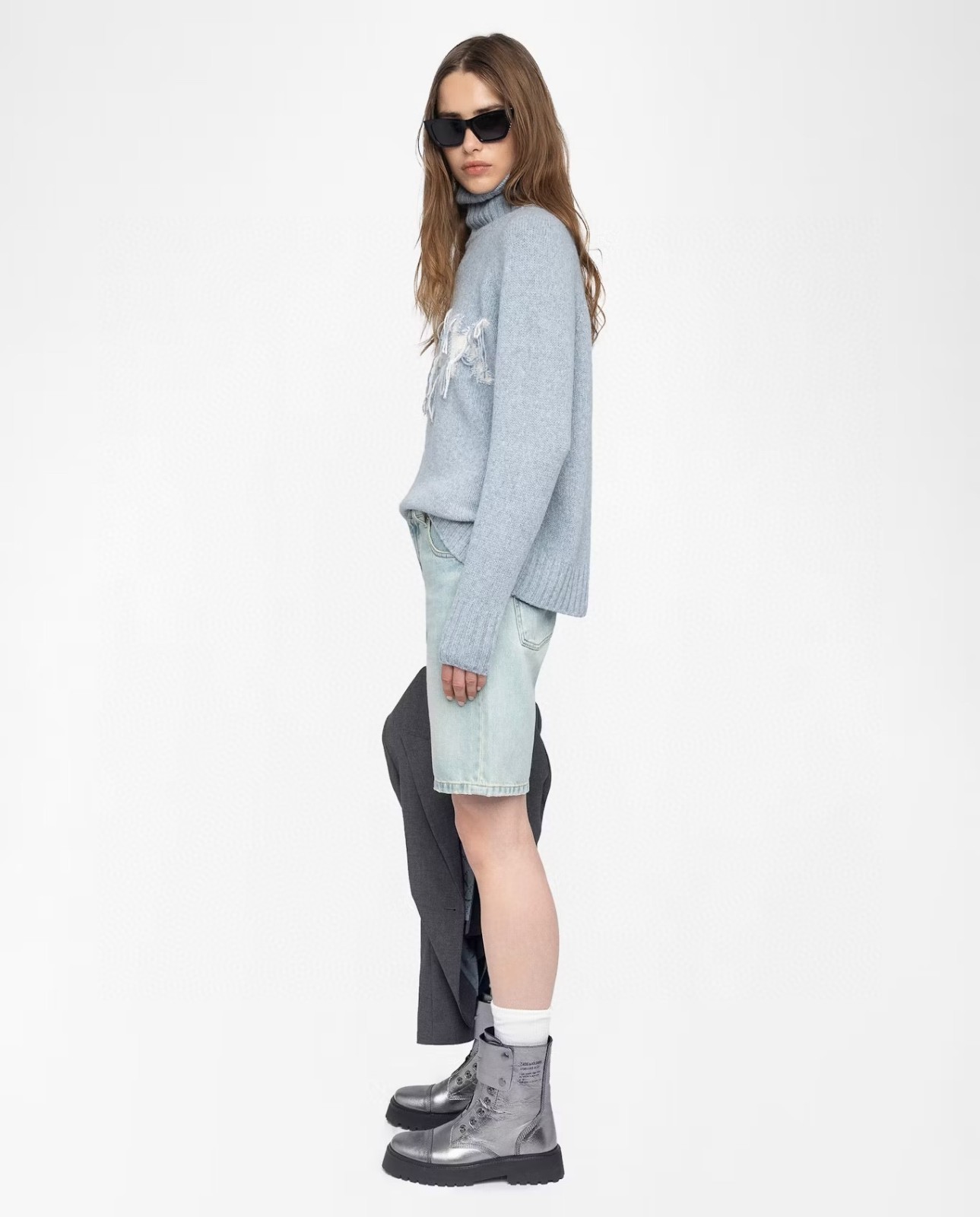 2025 NEW Women Zadig & Voltaire ROCK High Neck Cashmere Wool Knitted Sweater SML