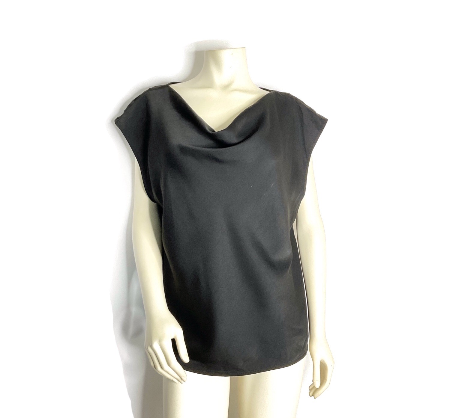 Banana Republic Women’s Black Solid Cowl Neck Cap Sleeve Pullover Blouse XL