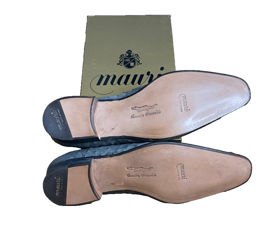 Mauri 3058 Duke Crocodile & Ostrich Leather Dress Shoes 13M Gray – Made in Italy