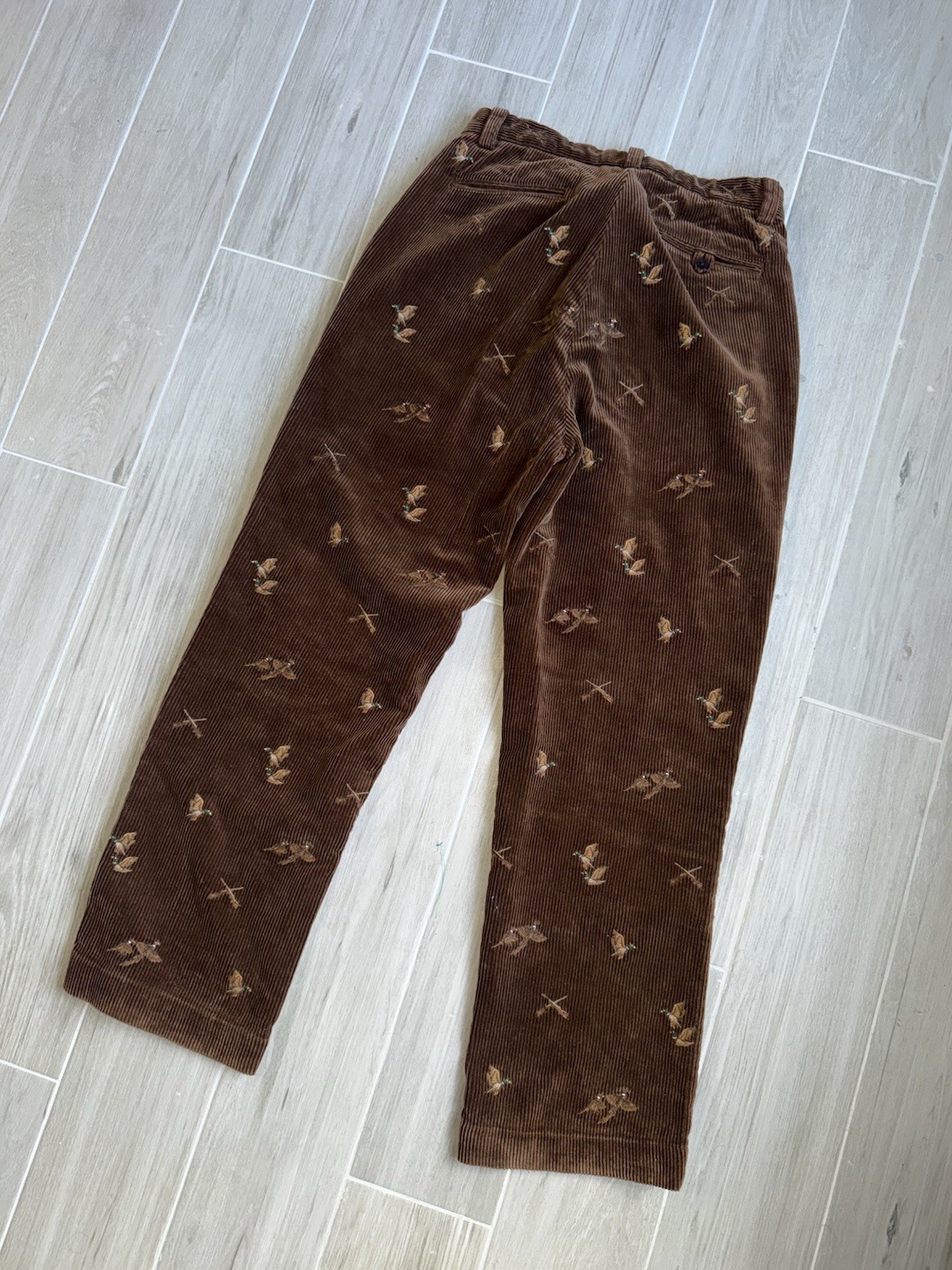 Vtg Polo Ralph Lauren Corduroy Pants Mens 32X30 Brown Duck Hunting Pheasant Rare