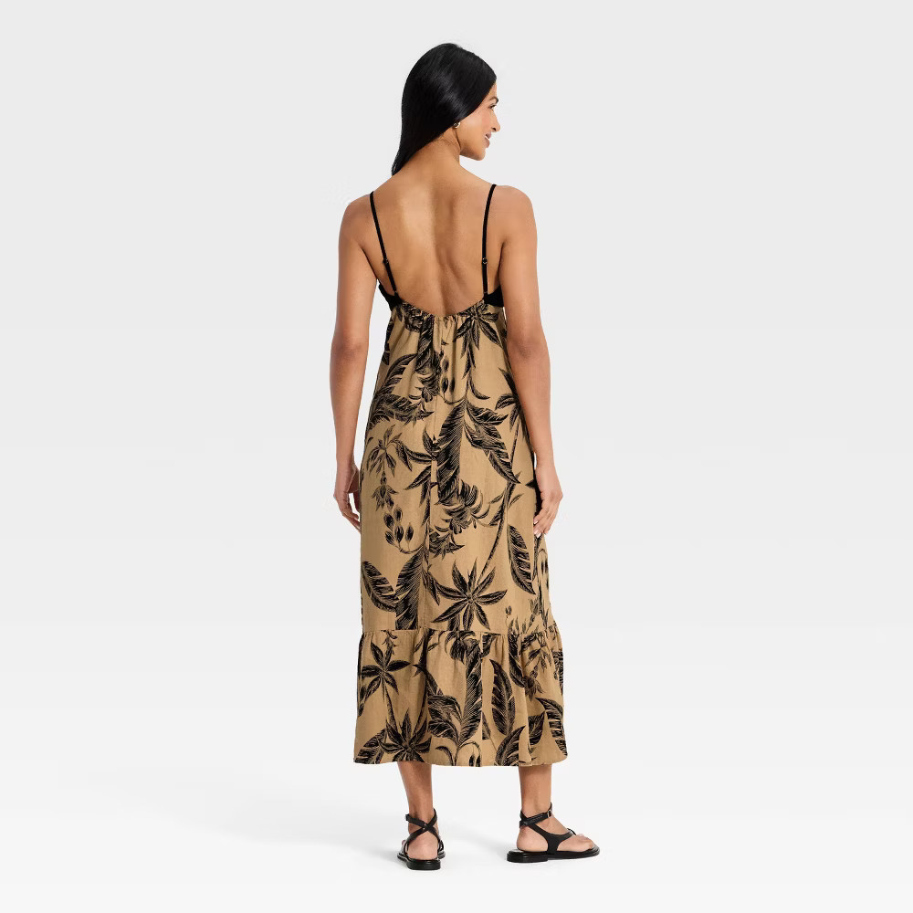 Women Beaded Strap Printed Maxi Dress – A New Day Black M