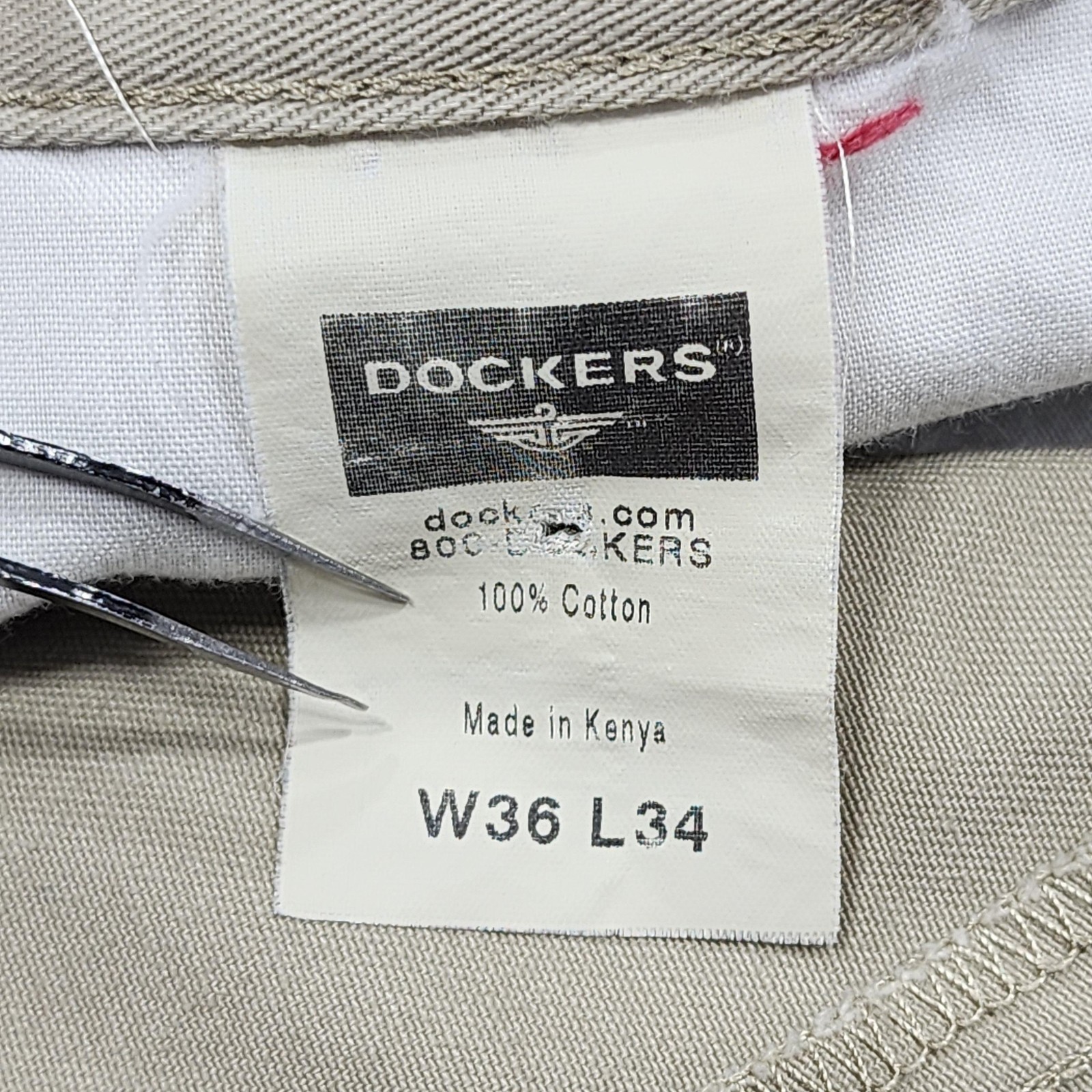 Dockers Pants Mens 36×34 Beige Regular Fit Flat Front Chino Straight Khakis
