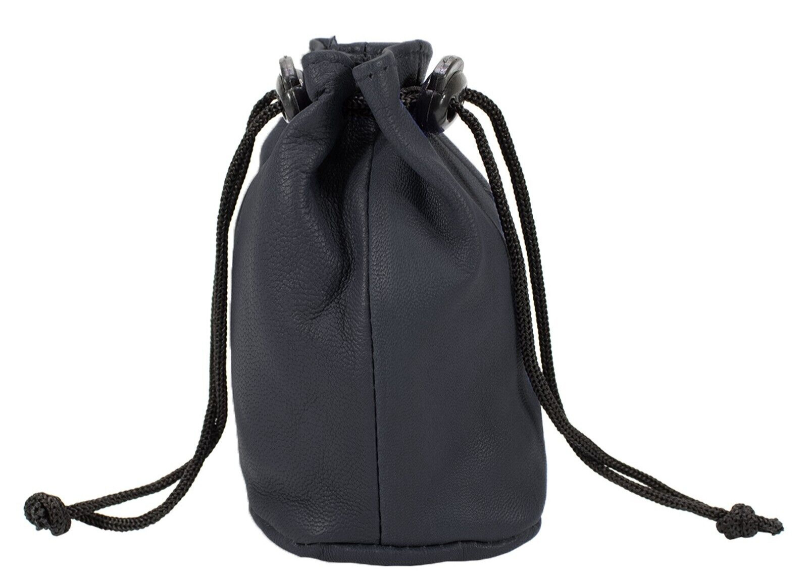 Genuien Leather Coin Jewellery Drawstring Pouch Small Unisex Purse , Gift Black