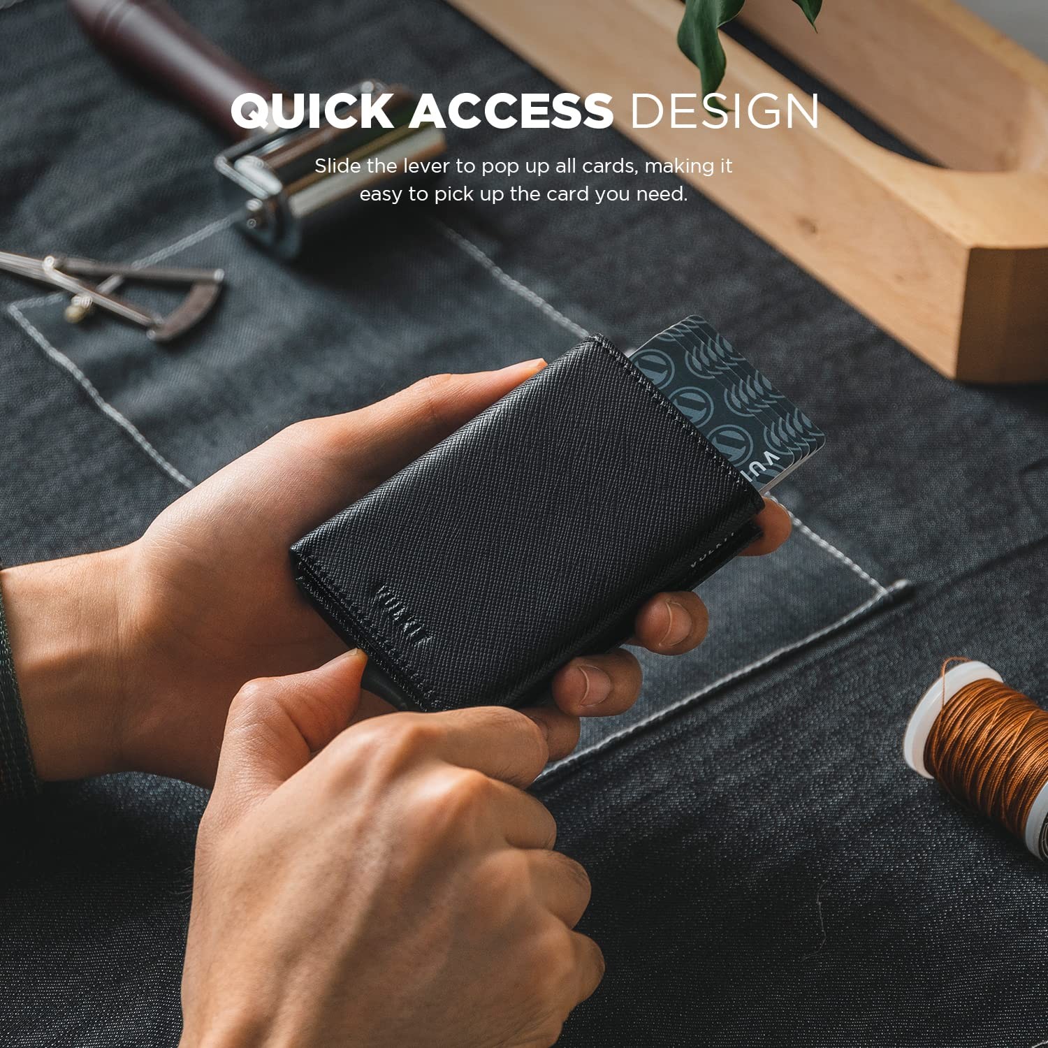 Pop up Card Wallet Minimalist Cash Wallets RFID Blocking Leather Smart Credit…