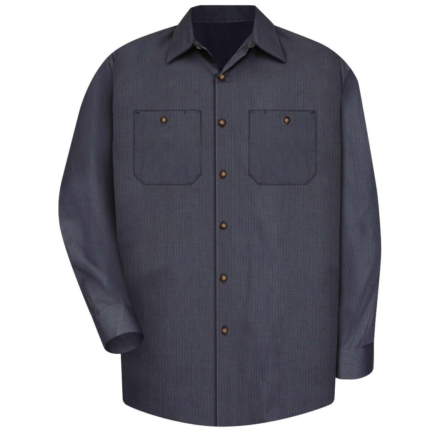 Red Kap Work Shirt Poplin Geometric Microcheck 2 Pocket Men’s Industrial Uniform