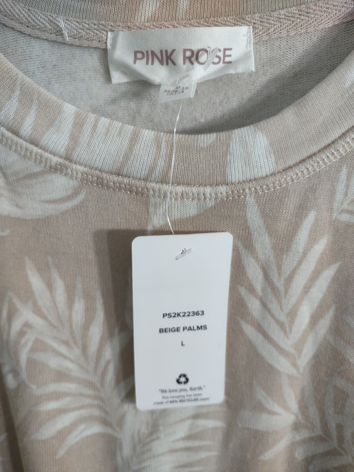 New Fern Print Sweater Very Very Soft And Stretchy Machine Washable Size Large