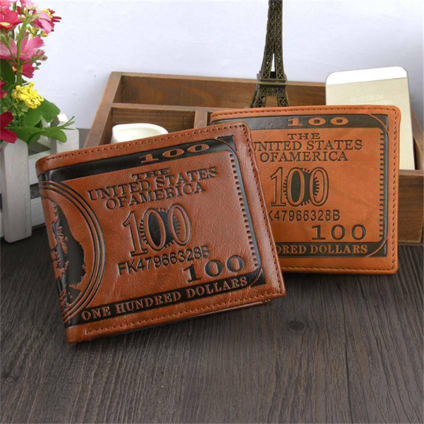 Men’s Novelty US 100 Dollar Wallet PU Leather Bill Money Billfold Card Holder US