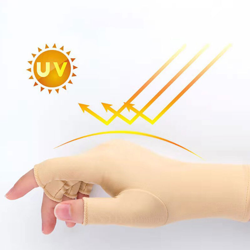 2× Cooling Ice Silk Gloves Anti-UV Sun Protection Half Finger Driving Gloves USA