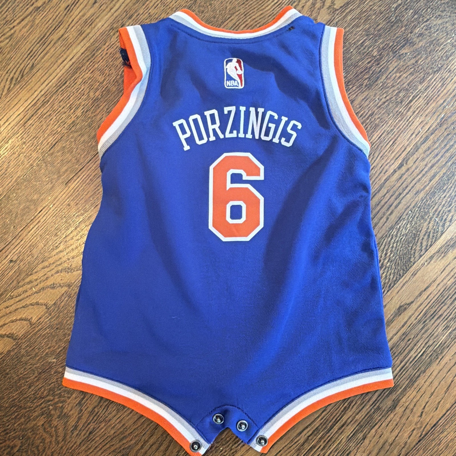 adidas NBA New York Knicks Porzingis #6 Blue Mesh One-Piece Romper 12M