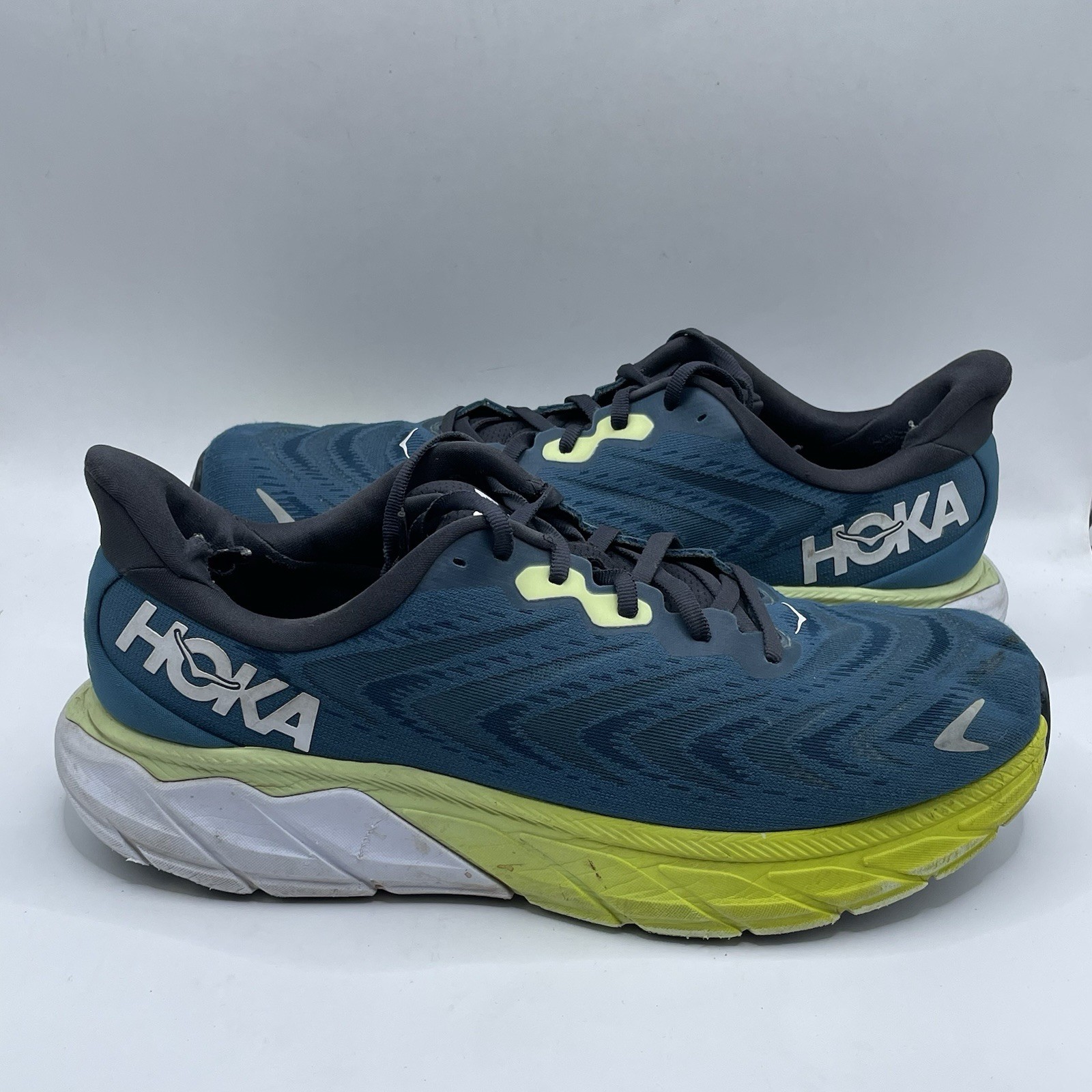 HOKA Arahi 6 Wide Men’s Low Top Lace-Up Running Sneakers Blue Green Sz 11 2E