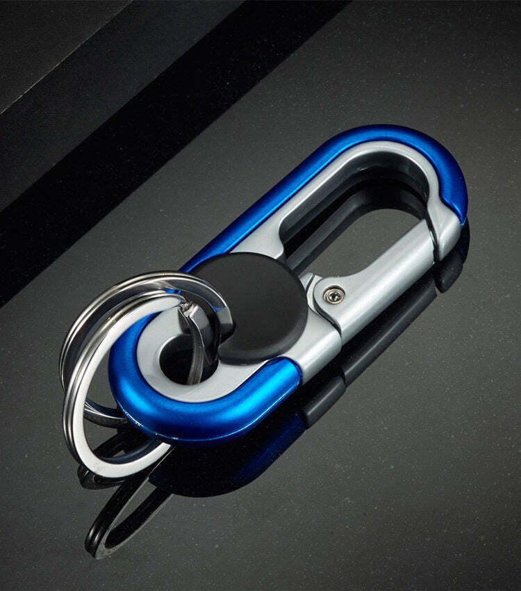 Carabiner Heavy Duty Double Ring KeyChain – locking key ring, key fob holder