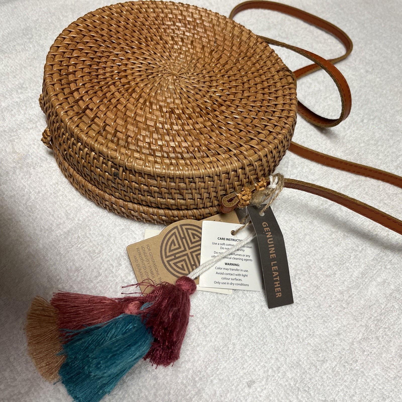 Women’s Shoulder Bag Genuine Leather Brown Woven