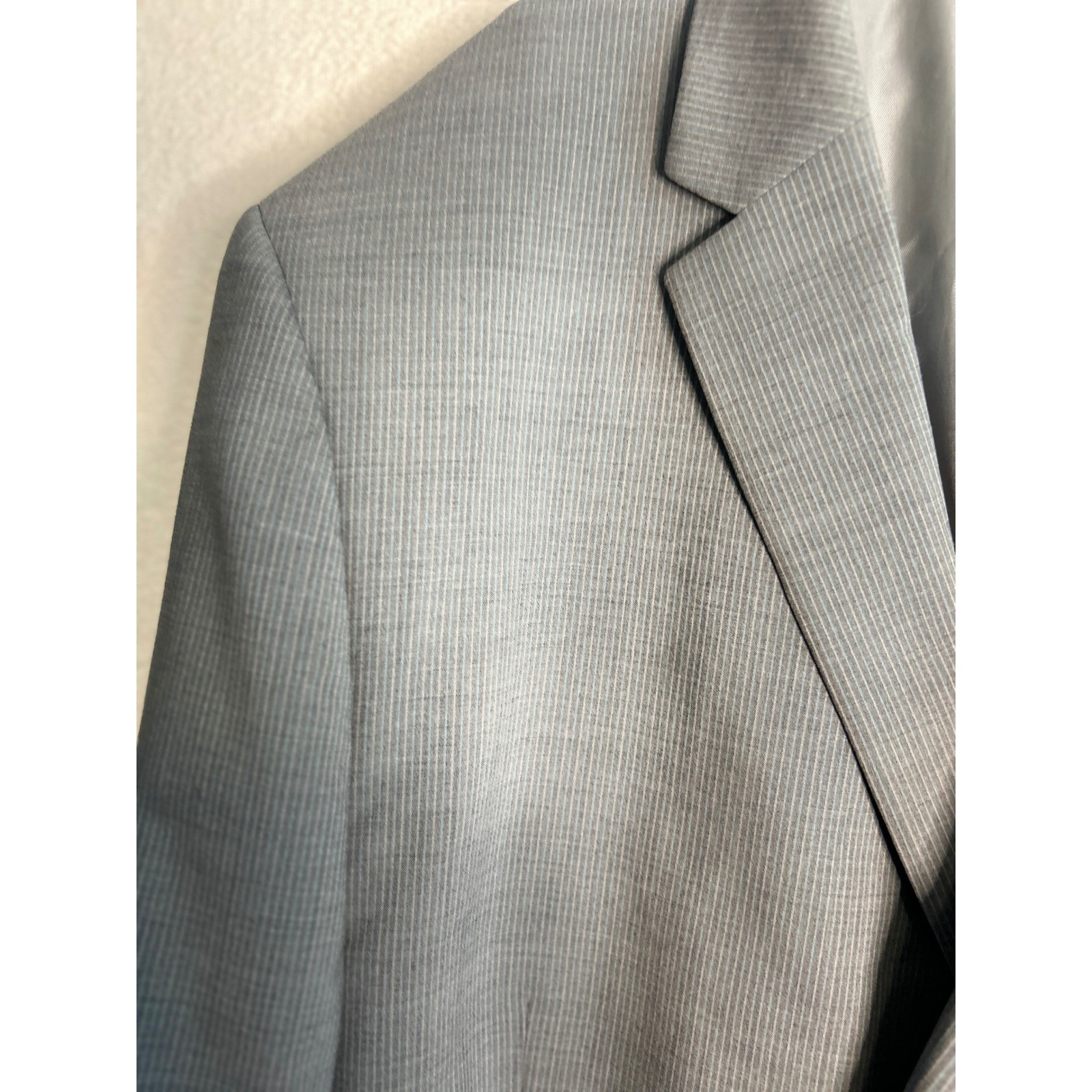 Haines & Bonner London Mens 52R Grey Micro Stripe Two Button Blazer Suit Jacket
