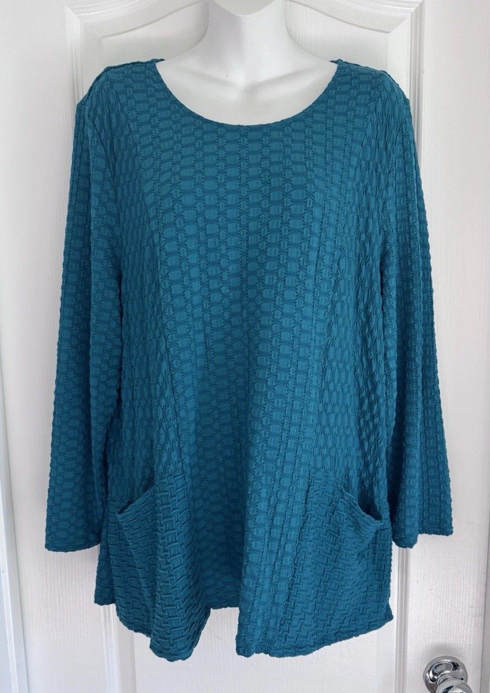 Habitat Clothes To Live In Top Womens XL Textured Tunic Lagenlook Pockets