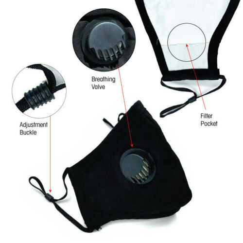 4 packs Face Masks high quality Reusable Washable Cloth Mask with filter (Black)