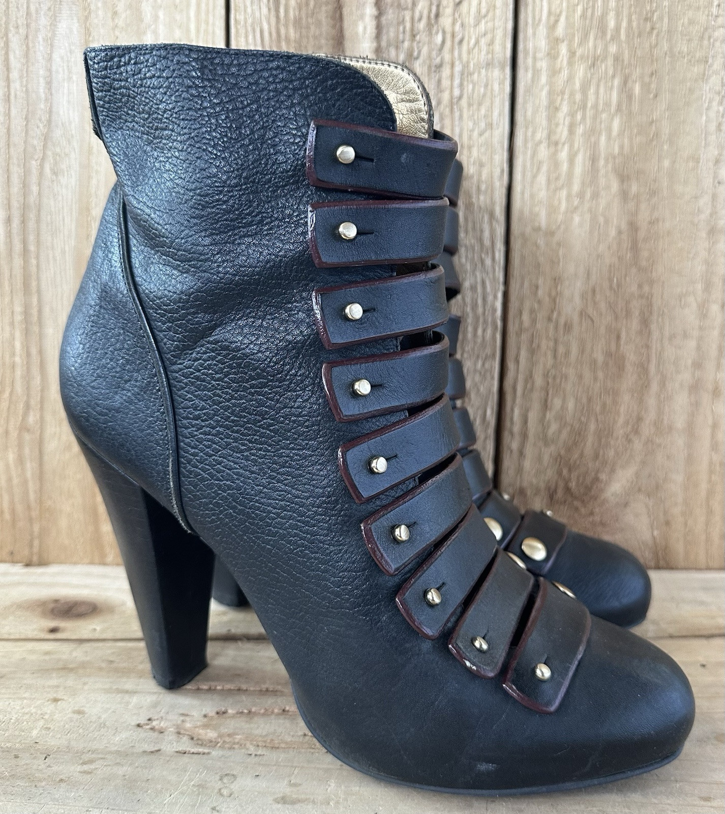 Cynthia Vincent Steampunk Heeled Shoes Sz 7.5 Grunge Hipster Victorian Black