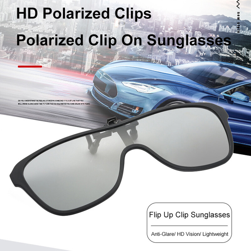 Polarized Clip On Sunglasses One Piece Over Prescription Glasses UV Protection