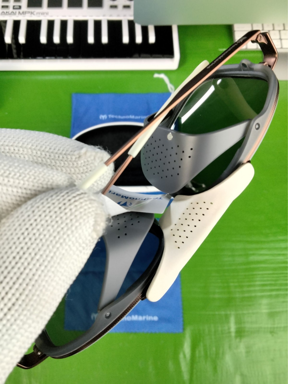 TechnoMarine Unisex Polarized Sunglasses Silver Mirror Beige WHT Trim TR90 Frame