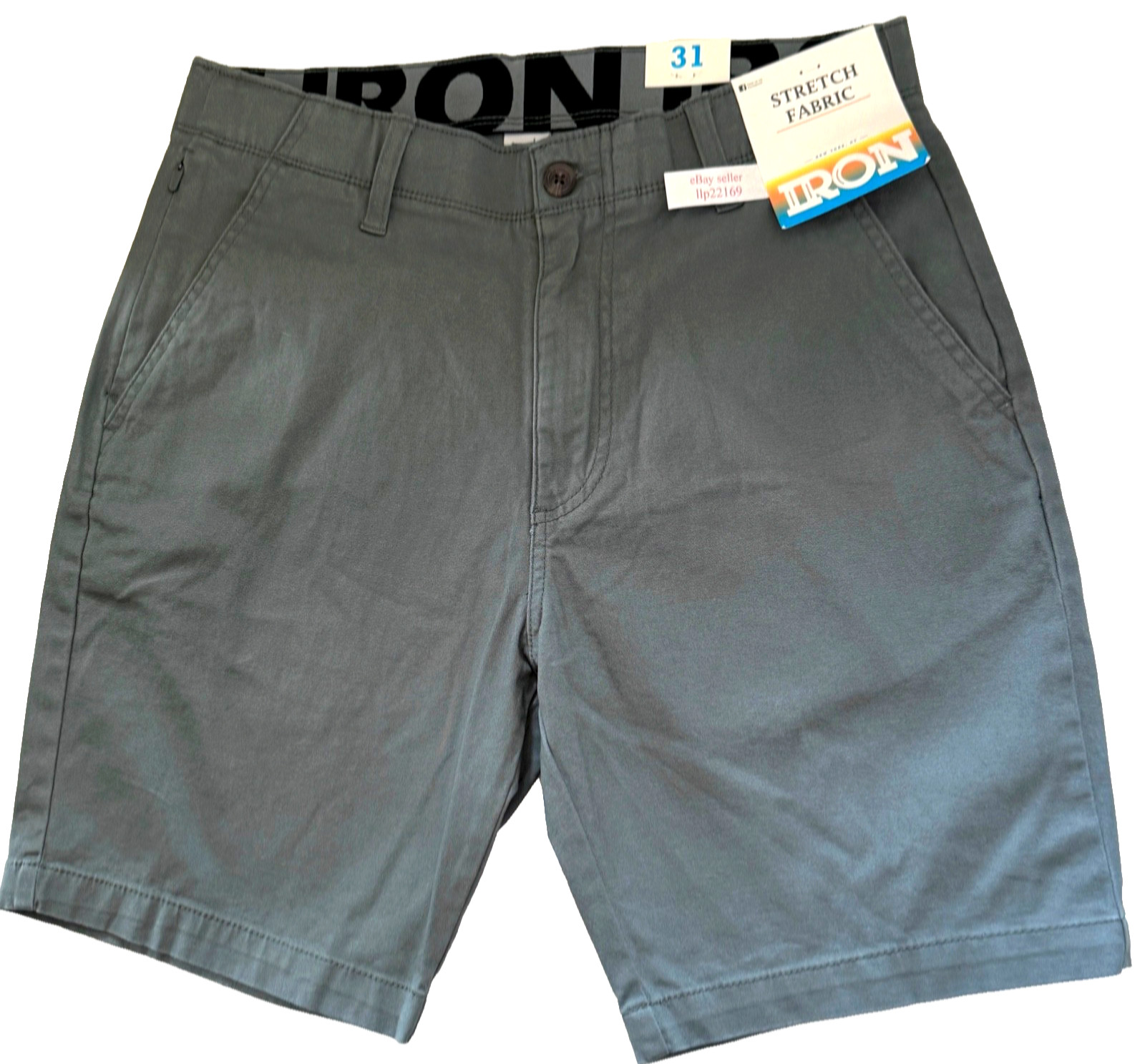 IRON CO Men’s Stretch Shorts (SIZE 31) Flex Waist Flat Front DUSTY SAGE New Tag!