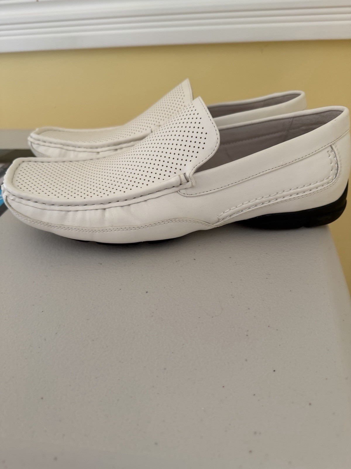 Call It Spring Kaywood White Perforated Leather Slip-On Loafers Men’s 10 M