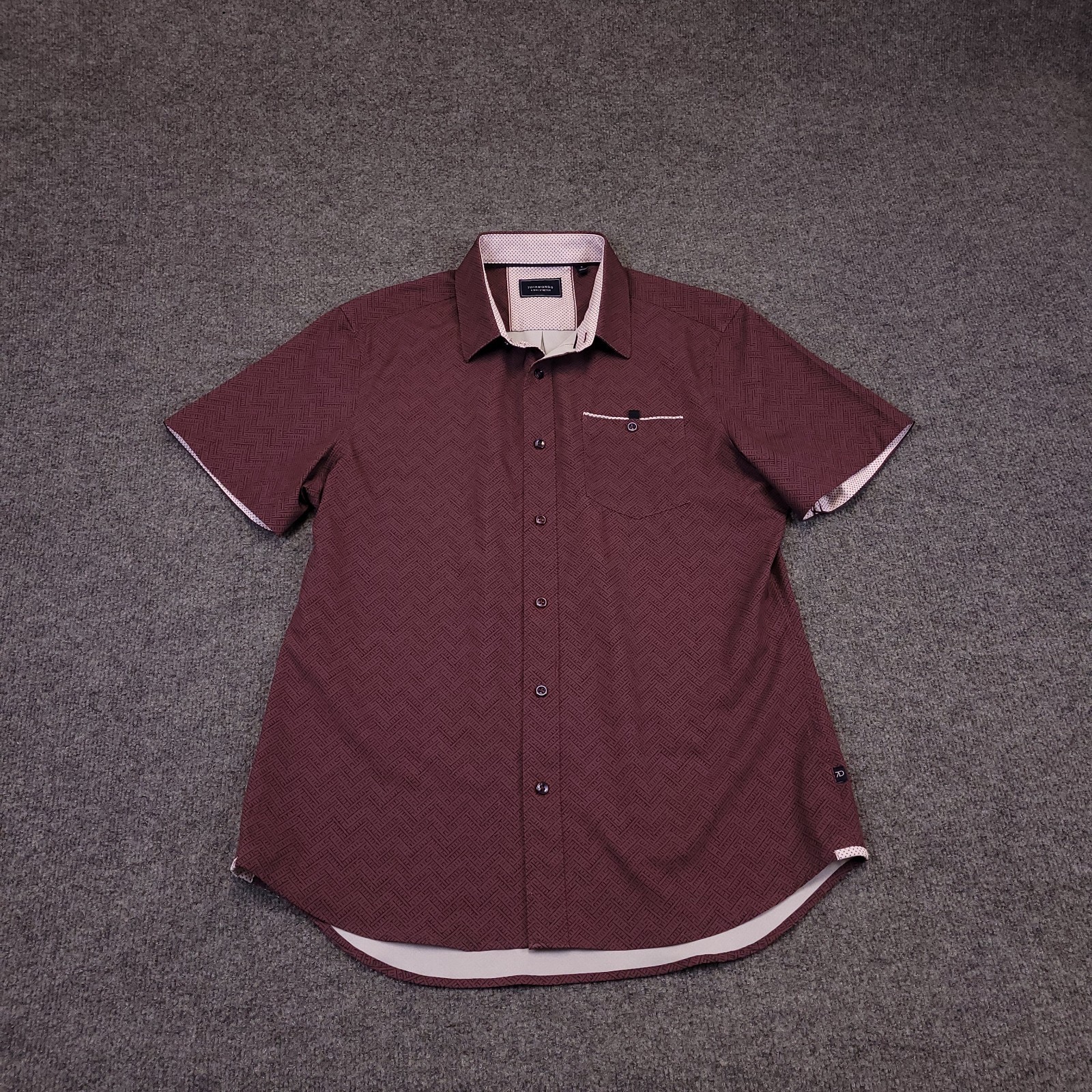 7D 7 Diamonds Groovy Wonder 4 Way Stretch Mens M Button Up Burgandy Geometric