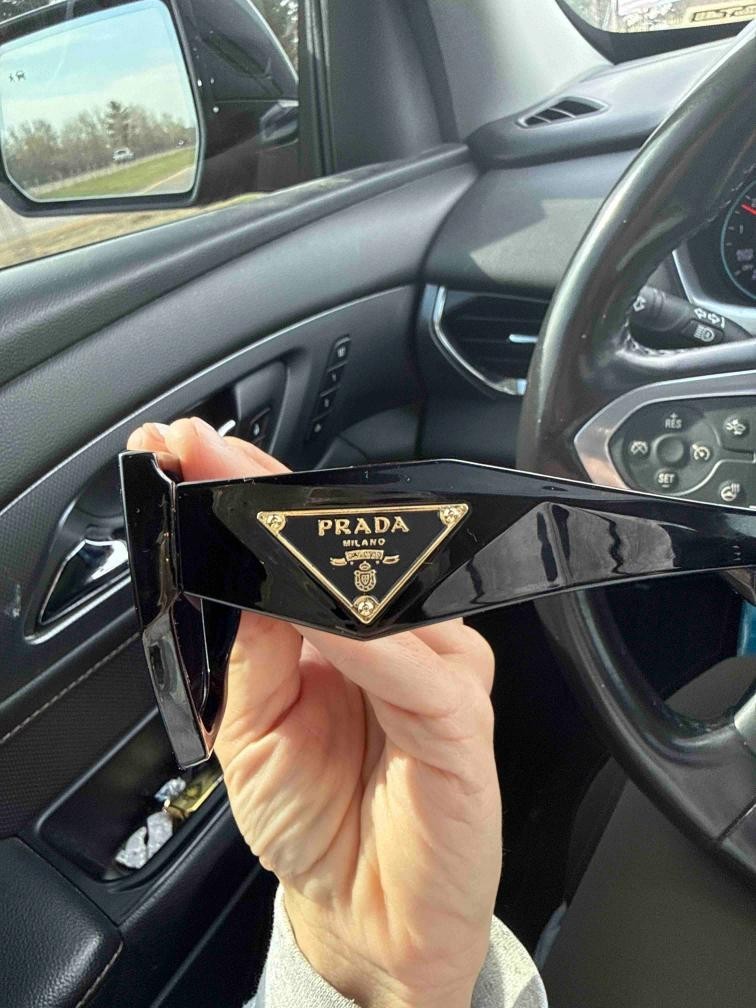 PRADA PR18WS Oversized Geometric Black Gradient Gray Sunglasses Women Designer
