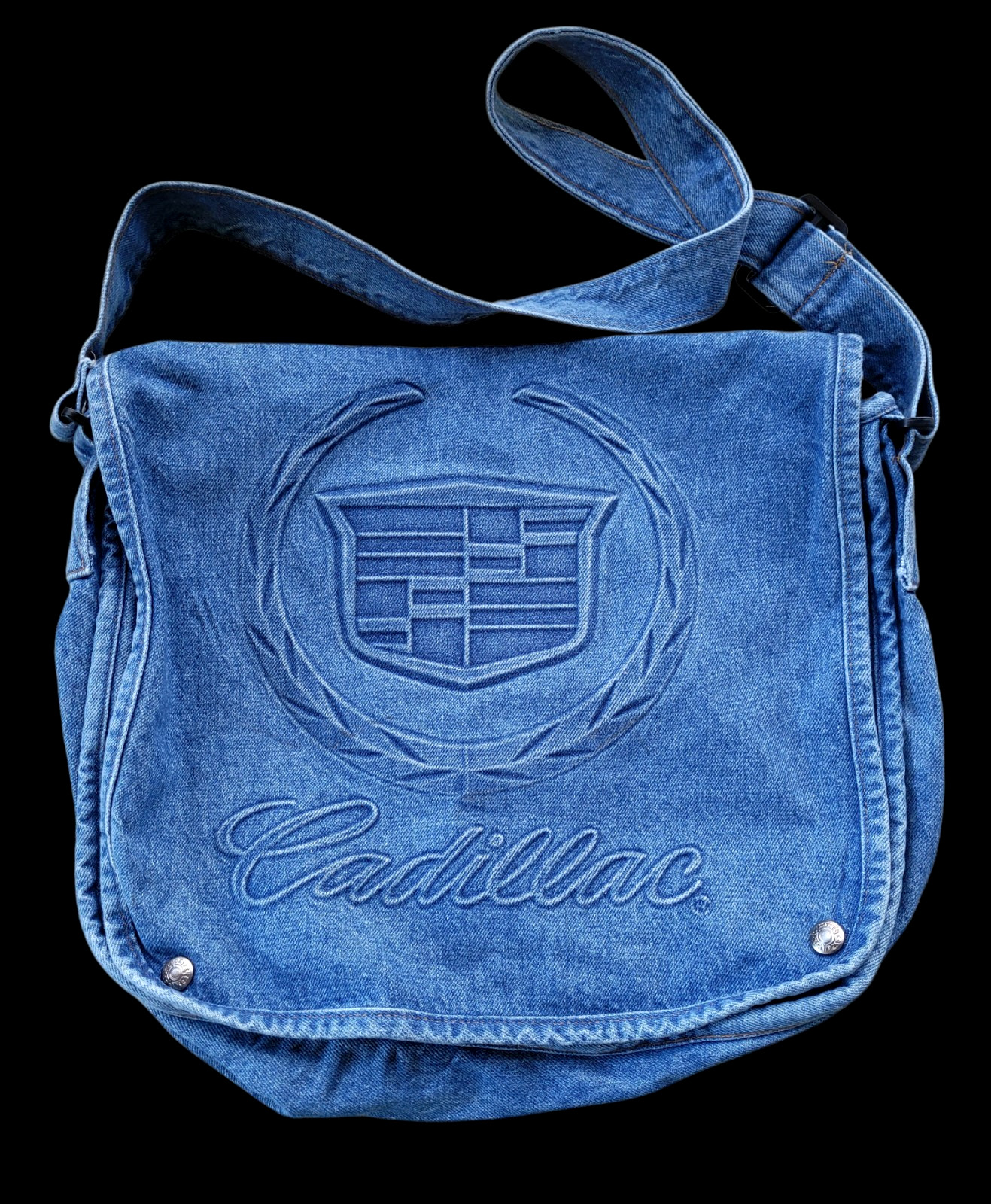 NWOT Authentic Prime Union Wear USA Denim GM Cadillac Embossed Mesenger Bag Y2K
