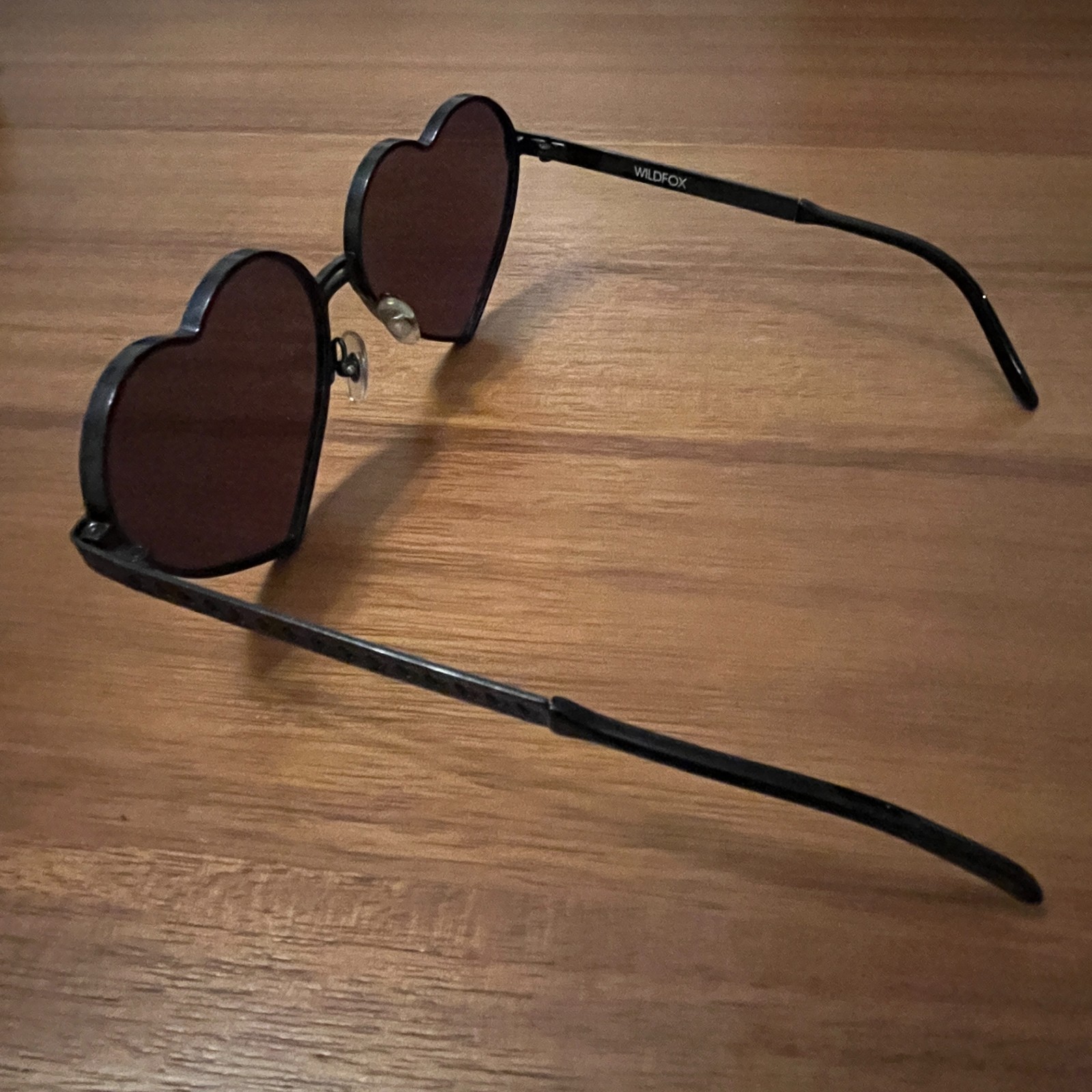 NEW Wildfox Lolita Heart Shaped Sunglasses Black Frames Blue Mirrored Lenses
