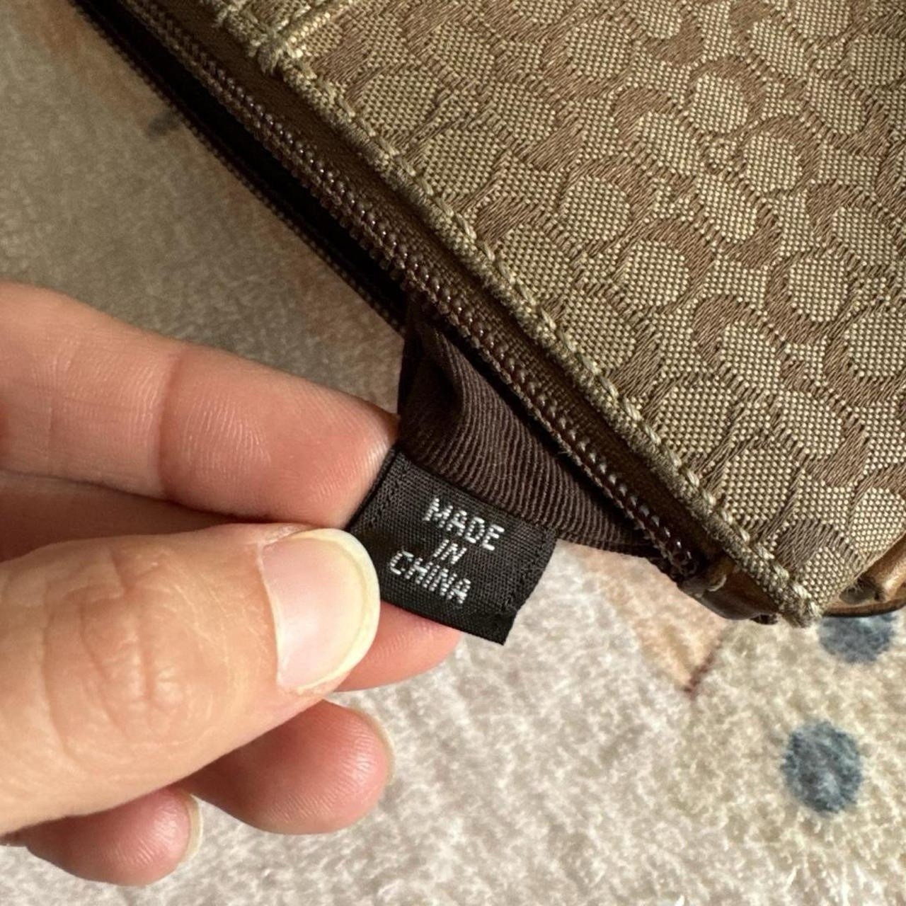 Coach Signature Brown Tan Wristlet Zip Wallet w/ Wrist Strap & Card Slots