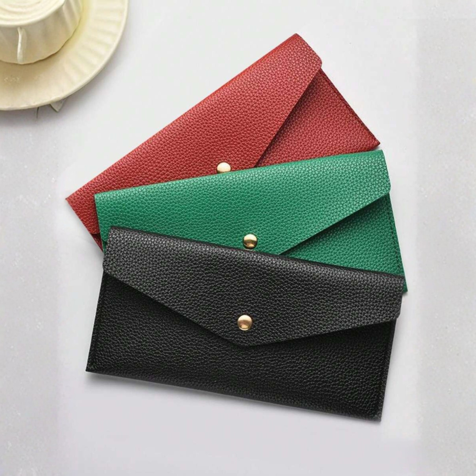 Cash Envelope Wallet PU Leather Pouch Money Organizer Storage Bag Women Moneybag