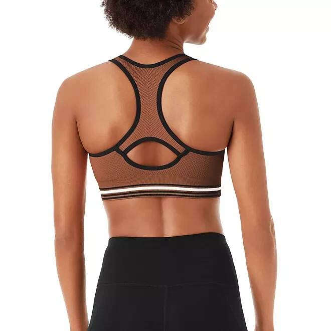 Member’s Mark Ladies 2 Pack Racerback Sports Bra Size L White/Cinnamon