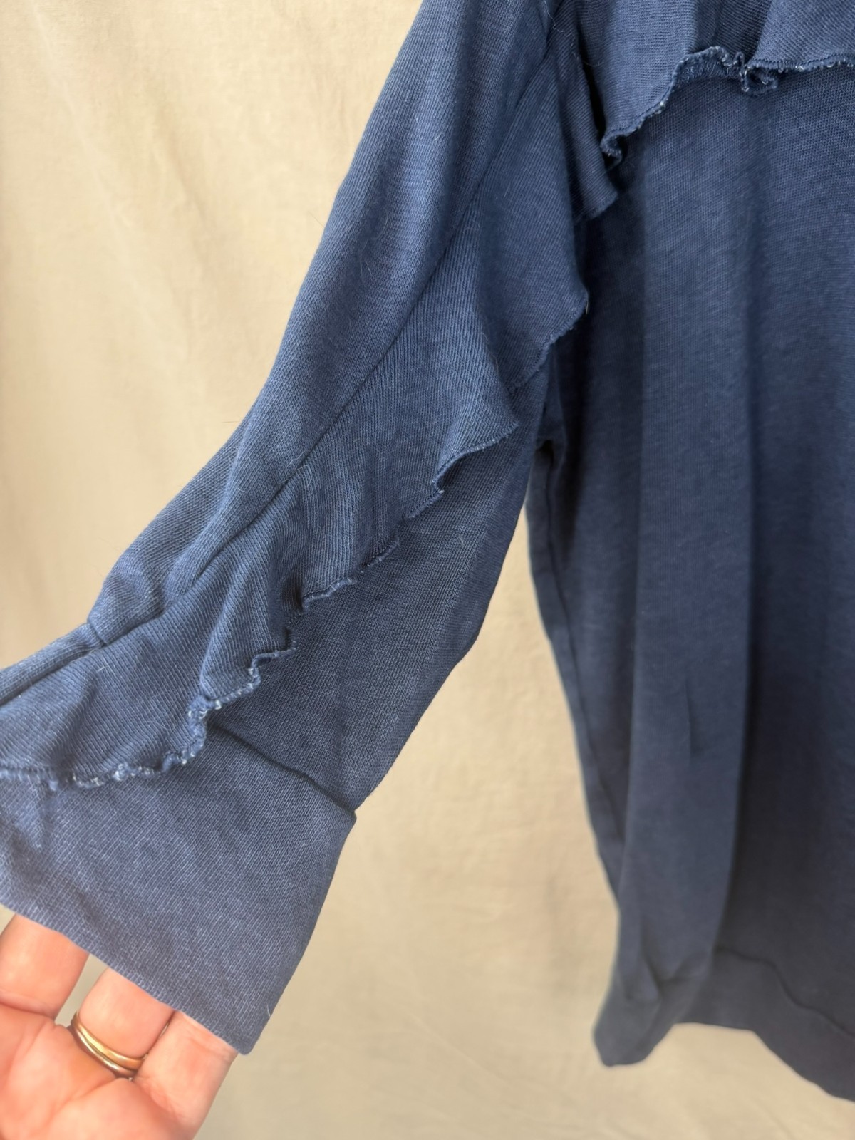 Express One Eleven Ruffled Dolman Top Navy Blue Size Small