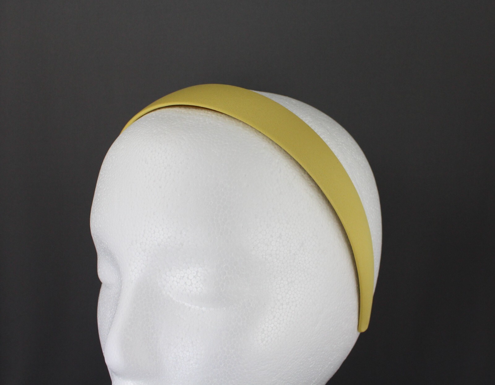 Yellow classic style basic satin fabric covered headband hair band 1 1/8″ wide