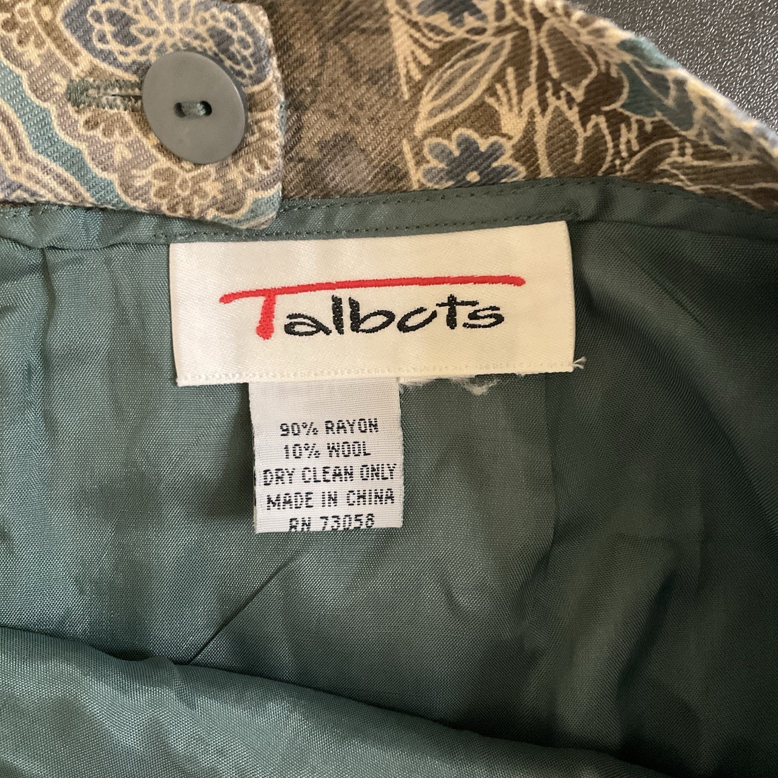 Talbots Skirt Womens Medium Green Geometric Wool Blend Maxi Capsule Cottage
