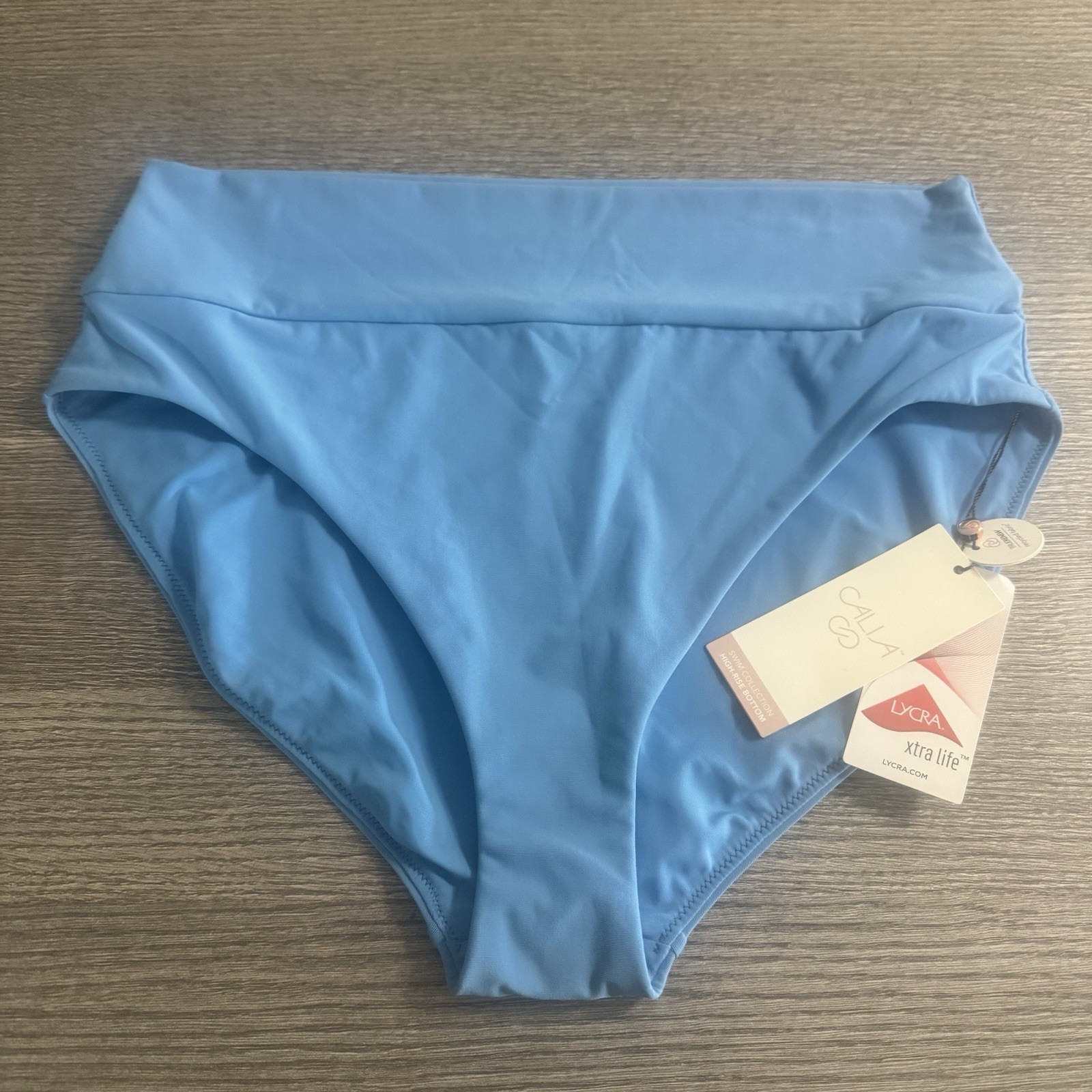 CALIA Women’s Wide Banded High Rise Swim Bottoms Size Large Tranquil Blue