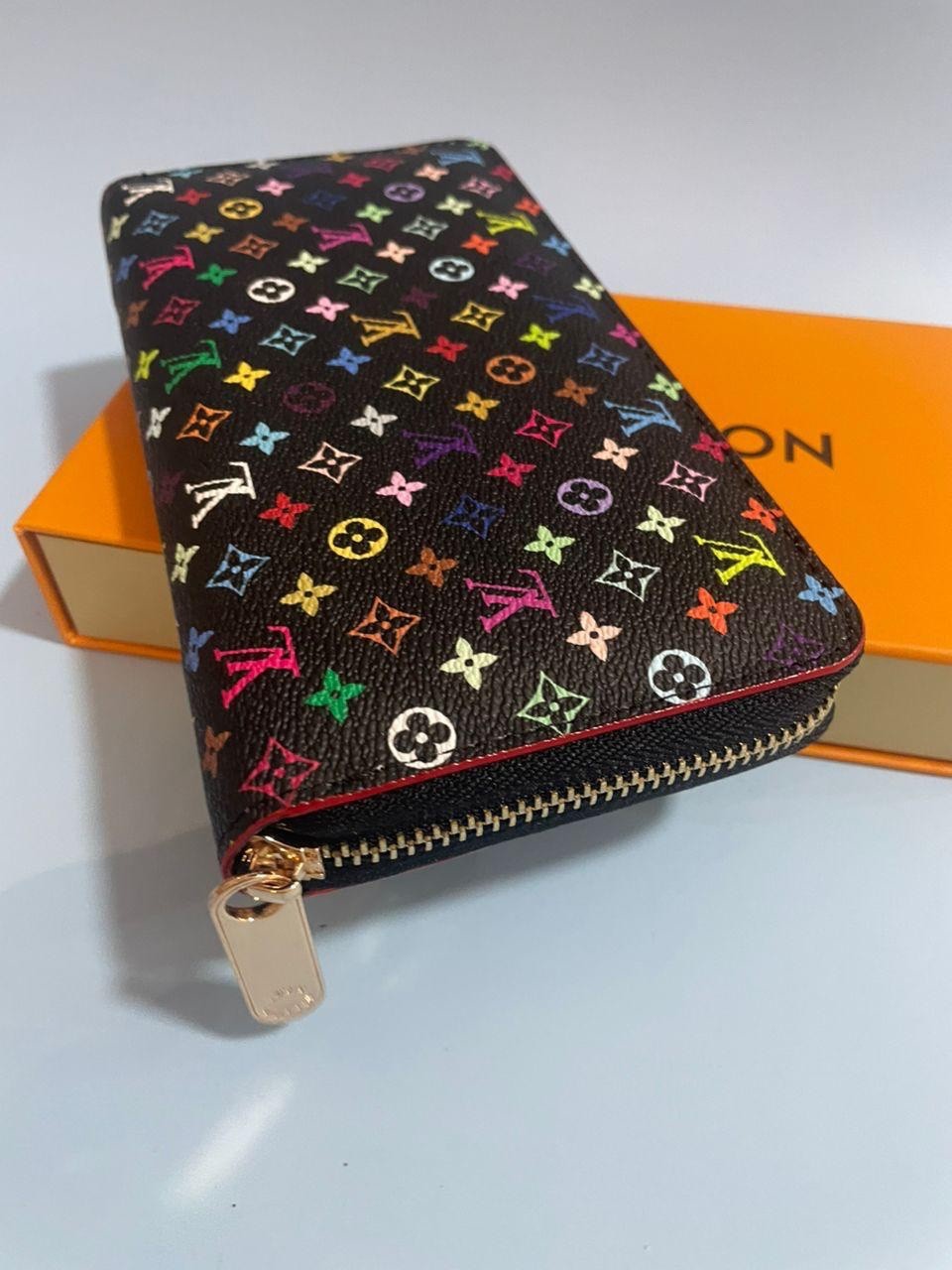 Louis Vuitton Black Monogram Murakami Multicolor Long Zippy Wallet Zip Around
