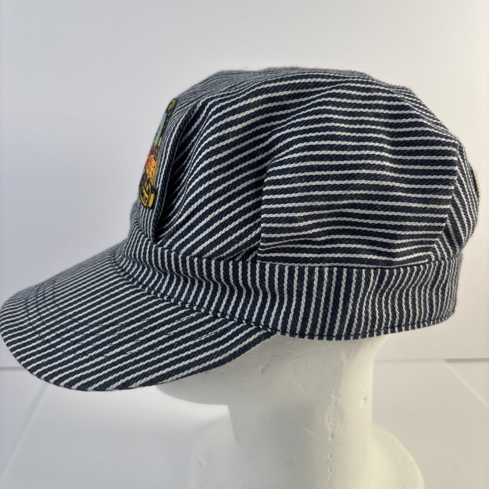Vintage Skunk Train Fort Bragg Willits Blue Stripe Conductor Hat Adult Cap