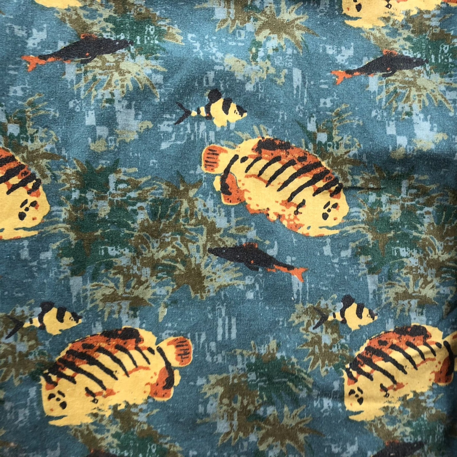 Morro Bay Mens Hawaiian Shirt Large Short Sleeve Beach Fish Print 100% Cotton