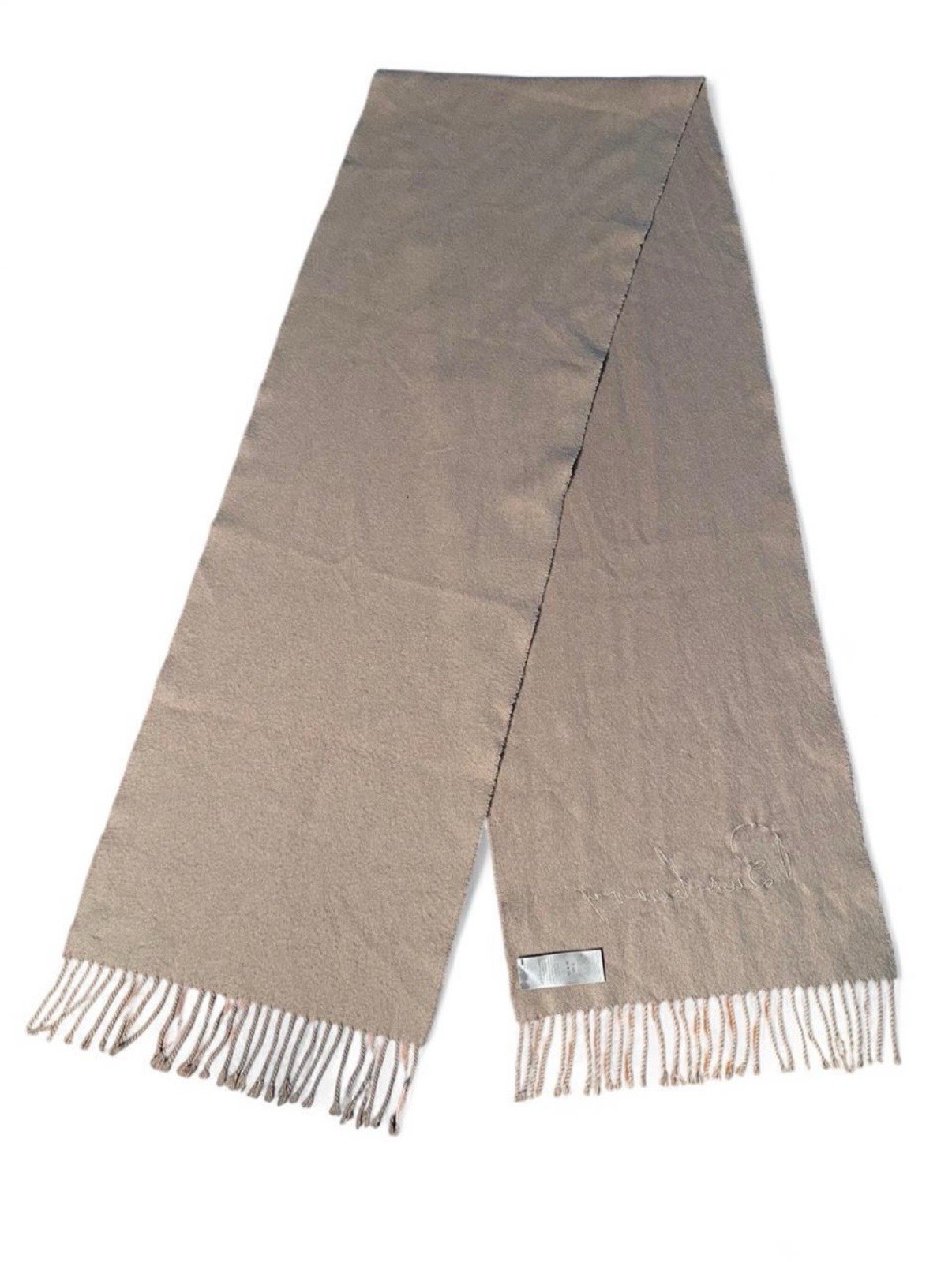 Vintage Tan Burberry Scarf With Embroidered Logo 100 % Cashmere
