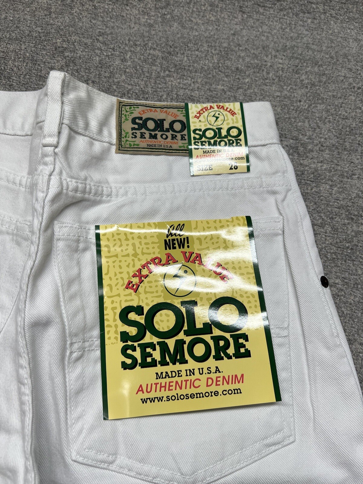 Vintage Solo Semore White Jeans Baggy Straight Leg Skater 28×29 USA Made