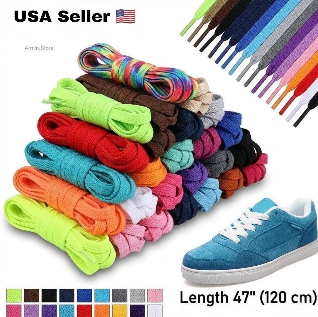 1 Pair Colorful Laces Multicolor Gradient Print Flat Canvas Shoe Lace Shoes 47″