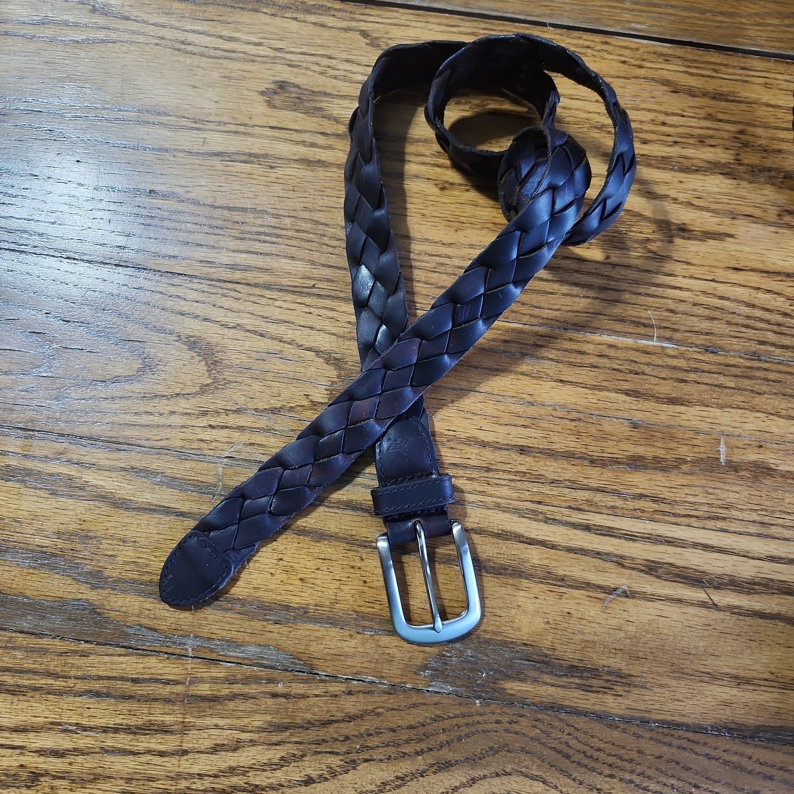 Braided Belt Size 35/90 Soft Oiled Look Dockers Dk Brown Full Grain Leather