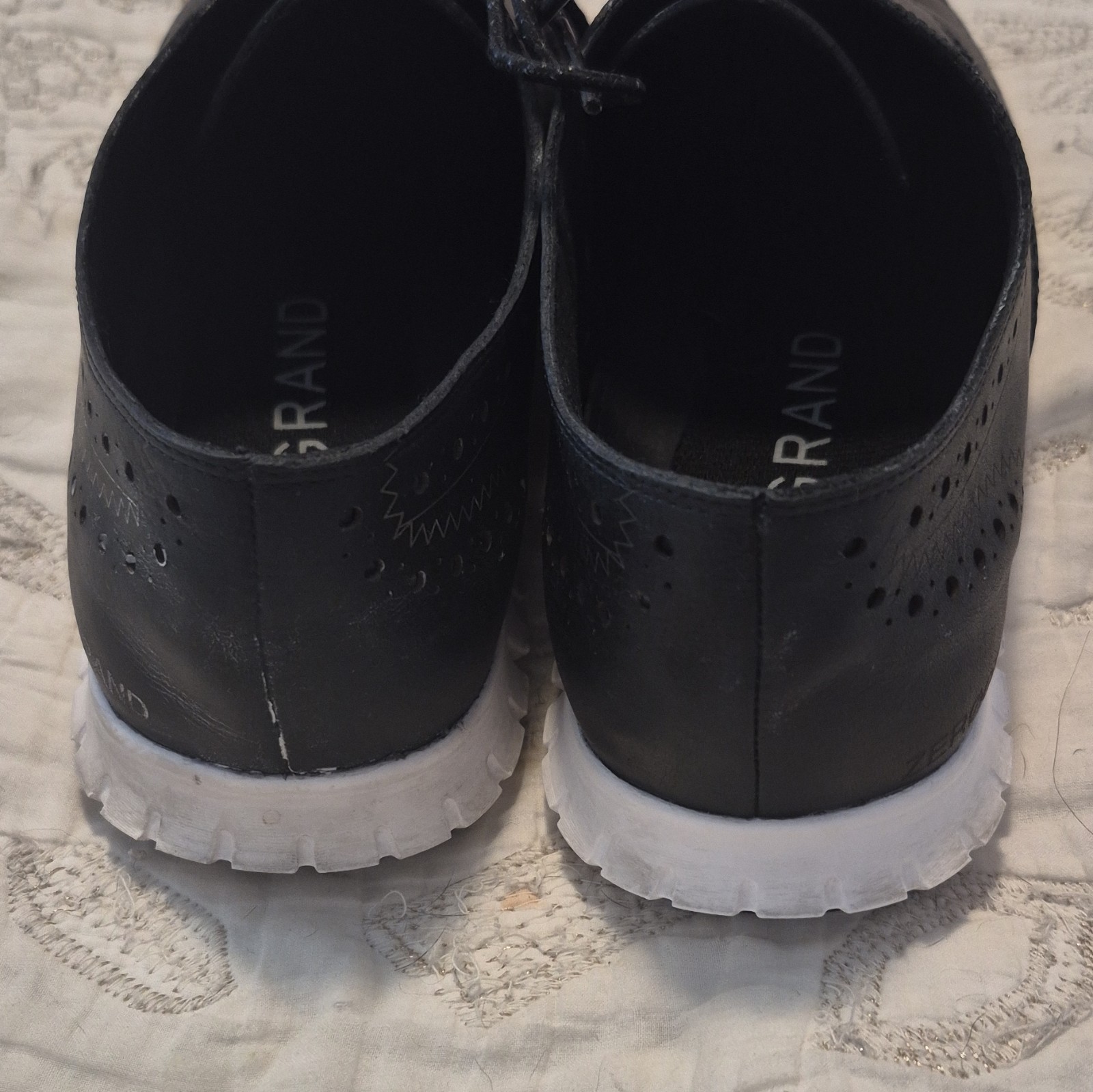 Cole Haan ZERØGRAND Black Leather Wingtip Oxfords Women’s Size 8.5 B W18202