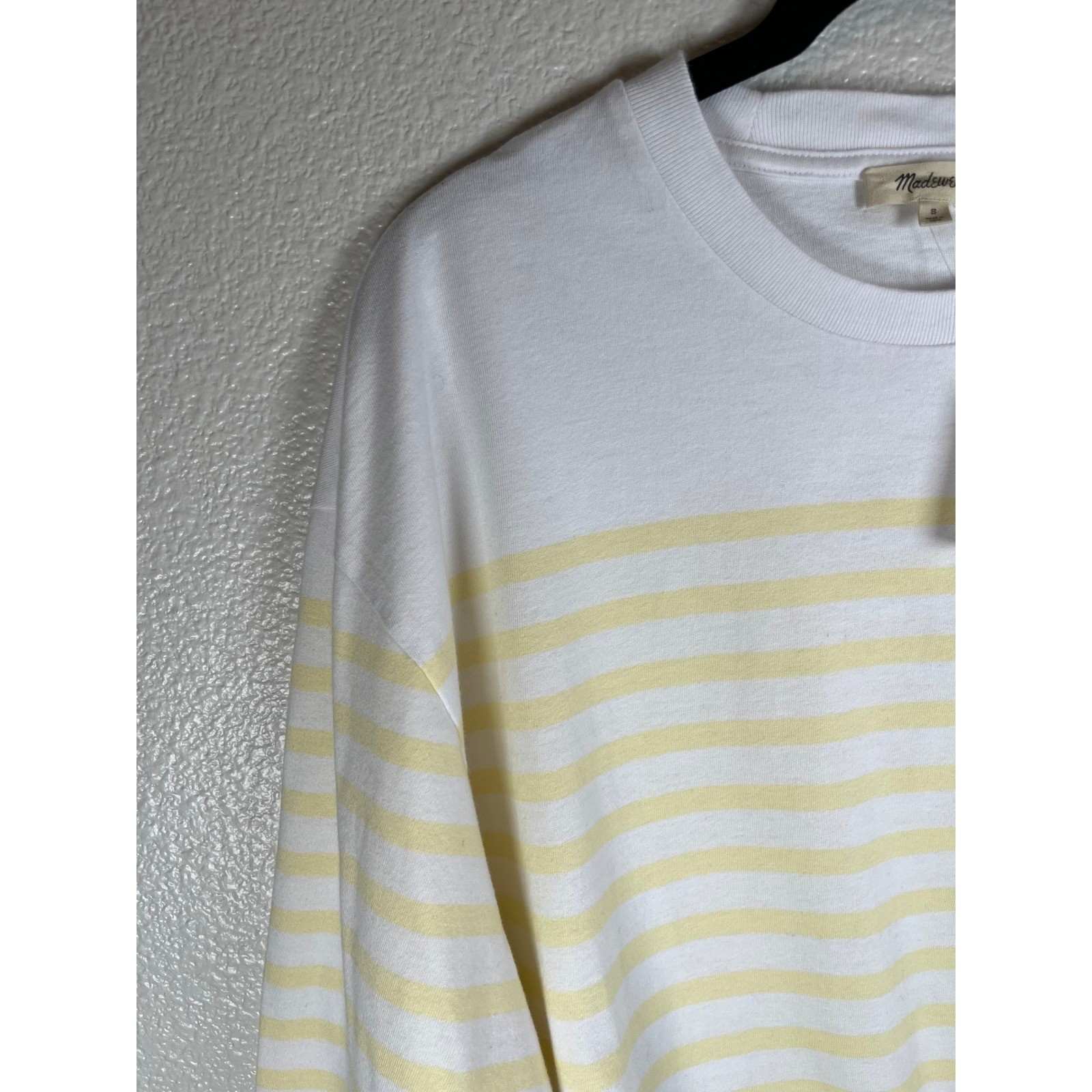 NWT Madewell The Perfect Tie-Waist Tee Allday Jersey Sheer Pineapple Striped SM