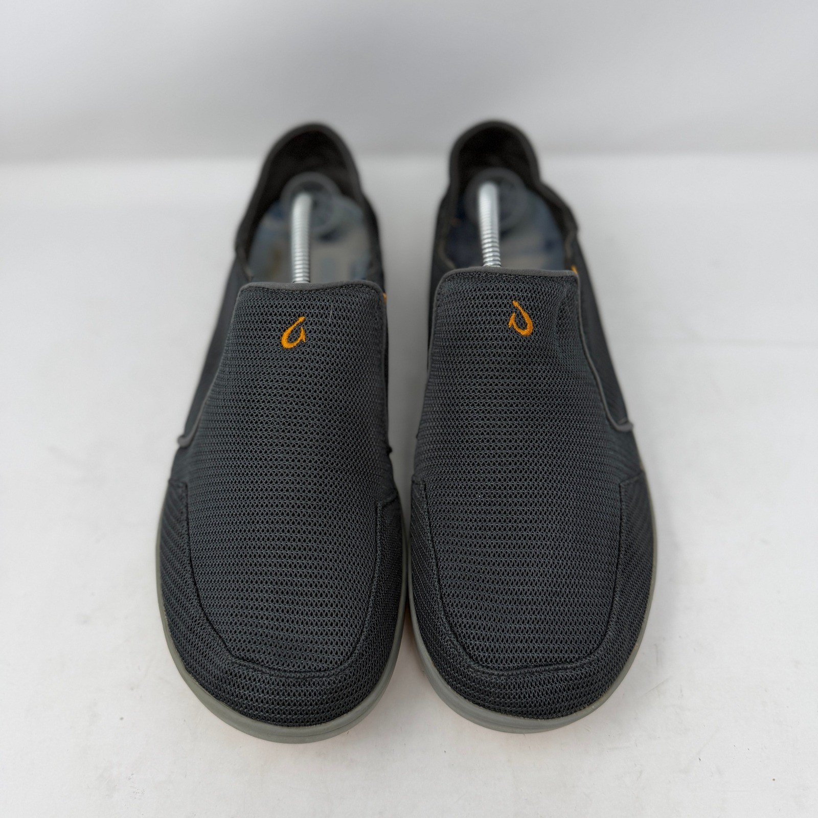 OluKai Nohea Mesh Mens Slip On Shoes Charcoal Grey Orange Loafers