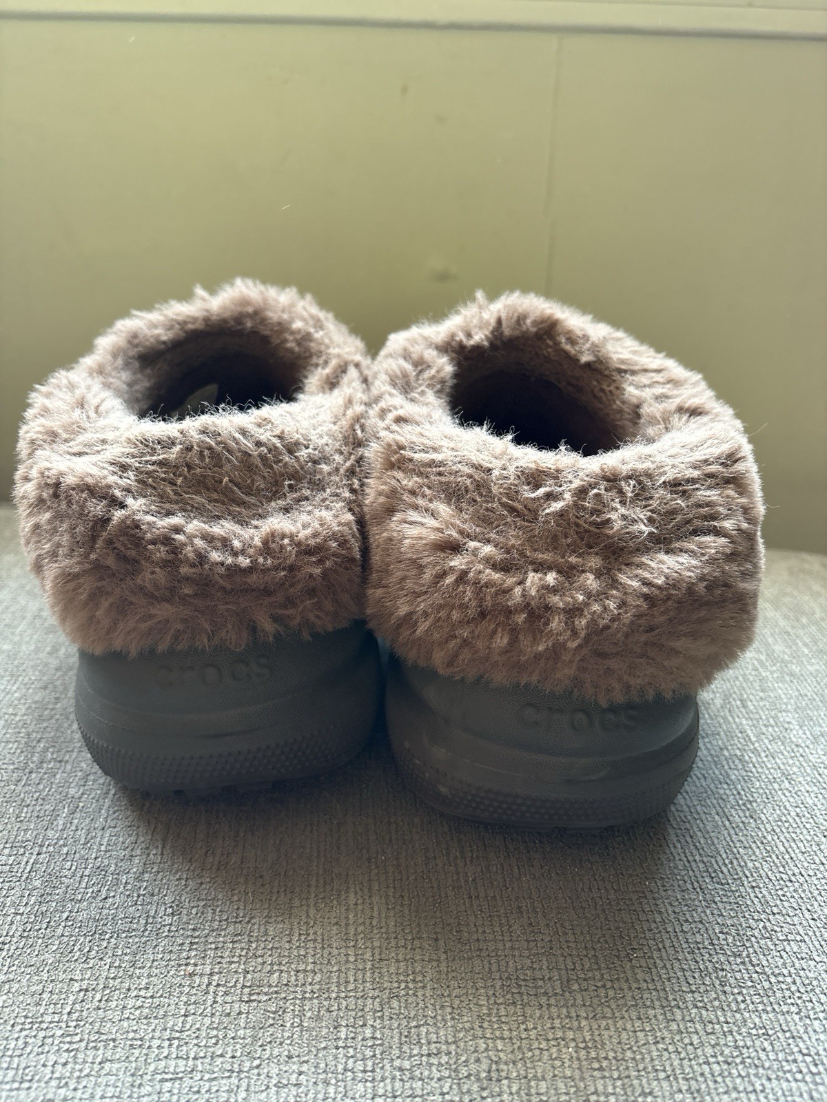 Crocs Furever Crush Sherpa Lined Platform Clogs Brown Platform W 8 M 6