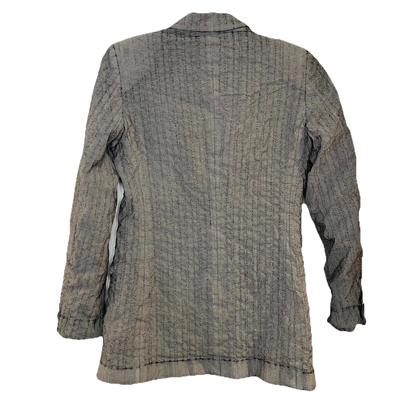 Zanella Womens Silk Wool Crinkle Gray Black Blazer Jacket Italy Career Size 6