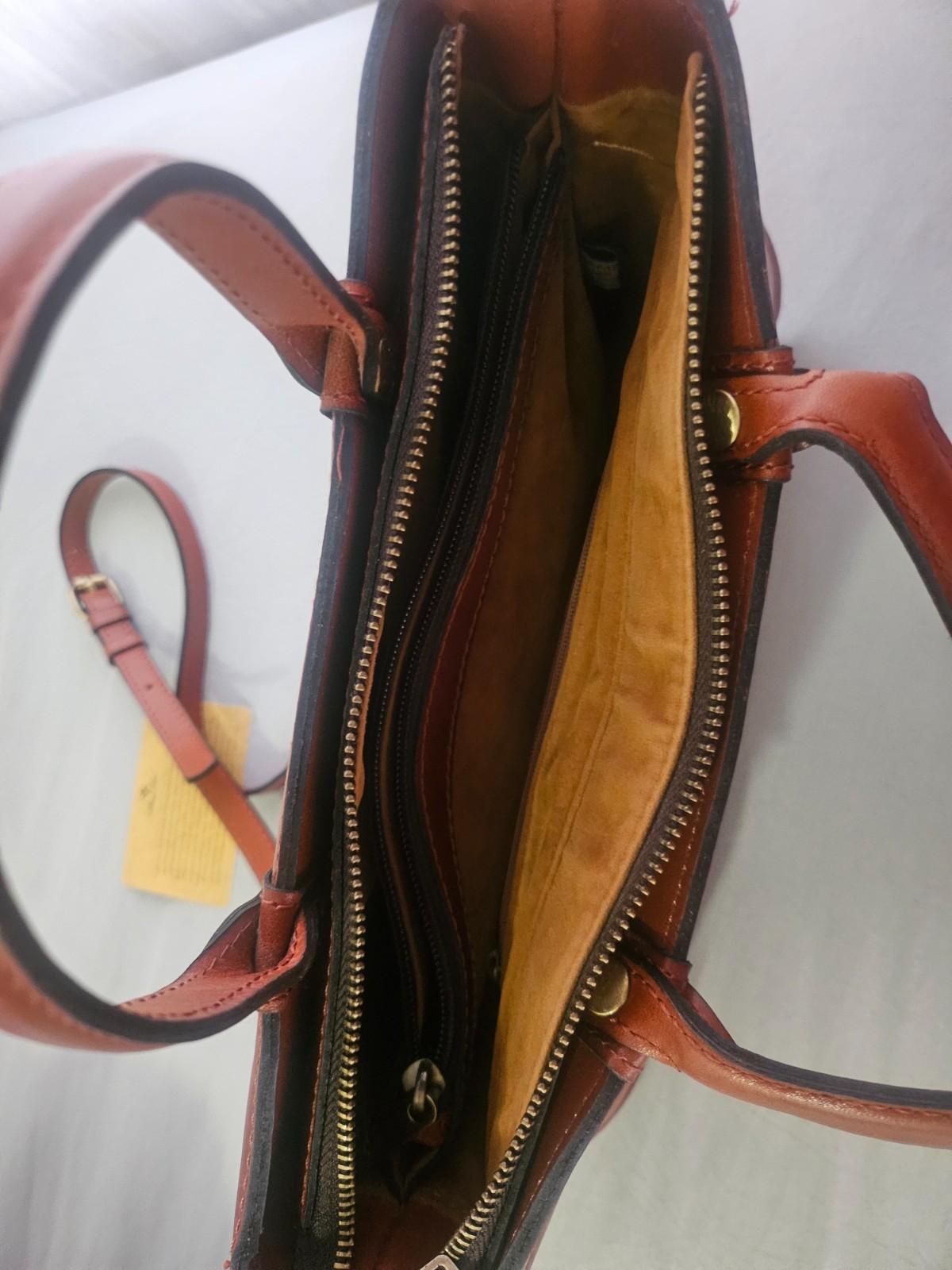 Patricia Nash Heritage Angela Double-compartment Brown Leather Satchel Purse