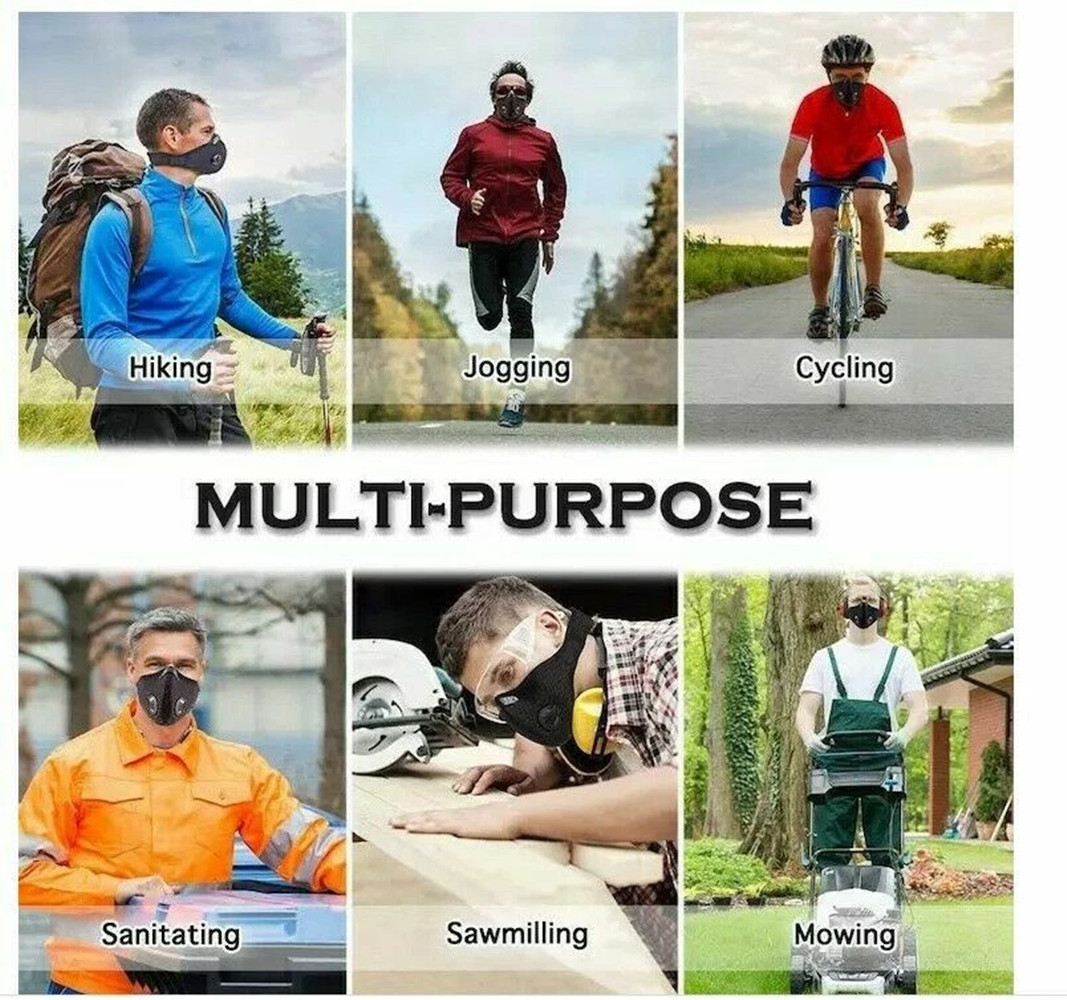 NEW Dust Masks with 5 Carbon Filters for Woodworking Outdoor Anti-Fog Breathable