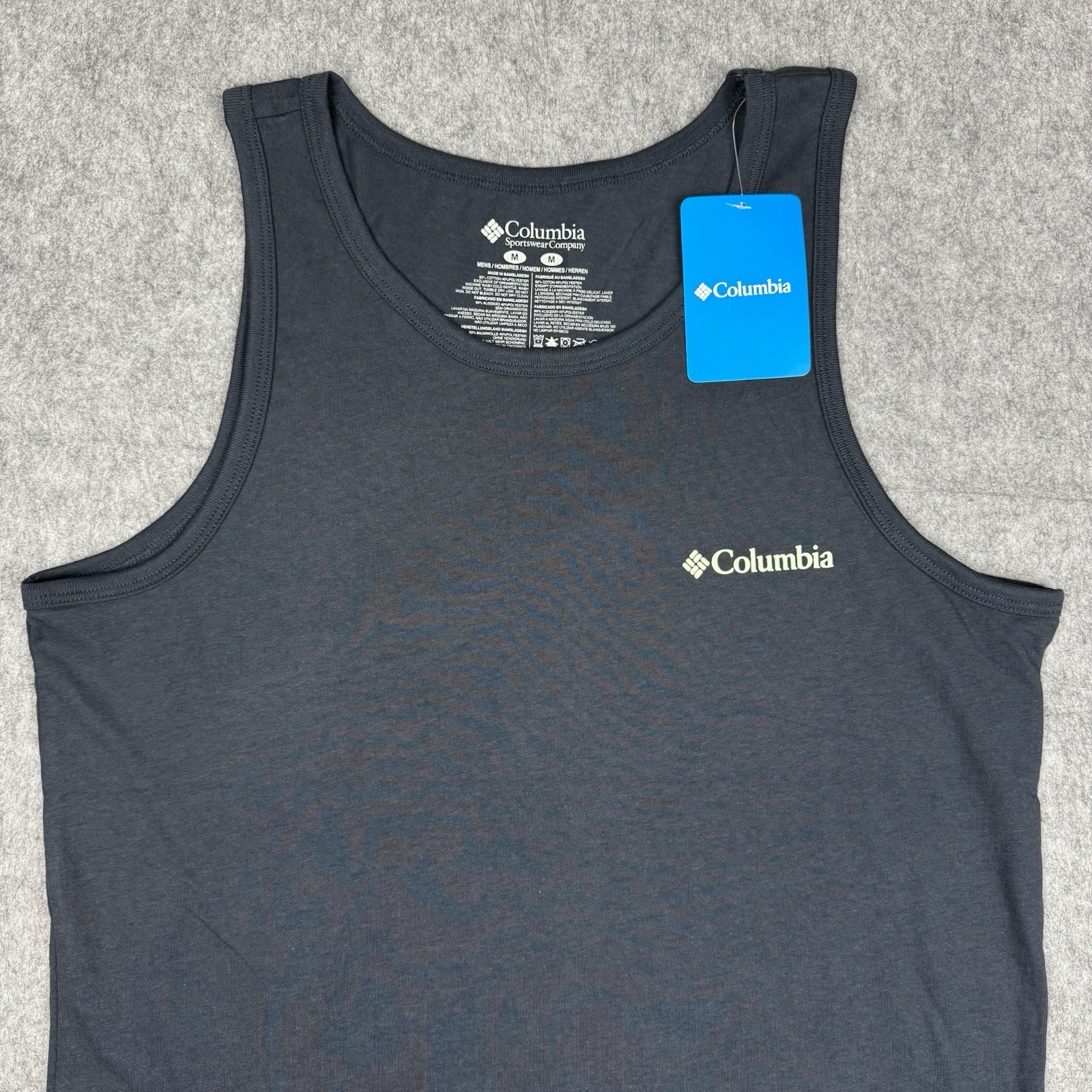 Columbia NWT Navy Blue Mens M Graphic Logo Sleeveless Tank Top T Shirt Gym